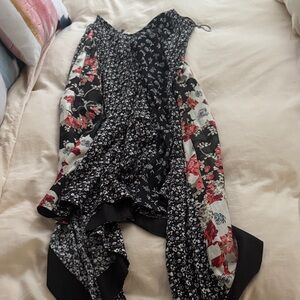 rag & bone Black and Floral Asymmetrical Dress